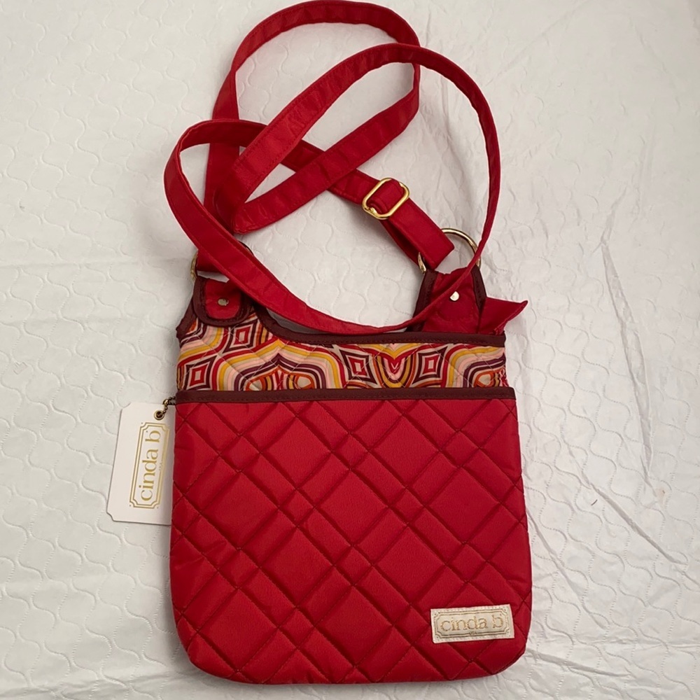 Cinda b Hipster II in Amore red canvas crossbody bag